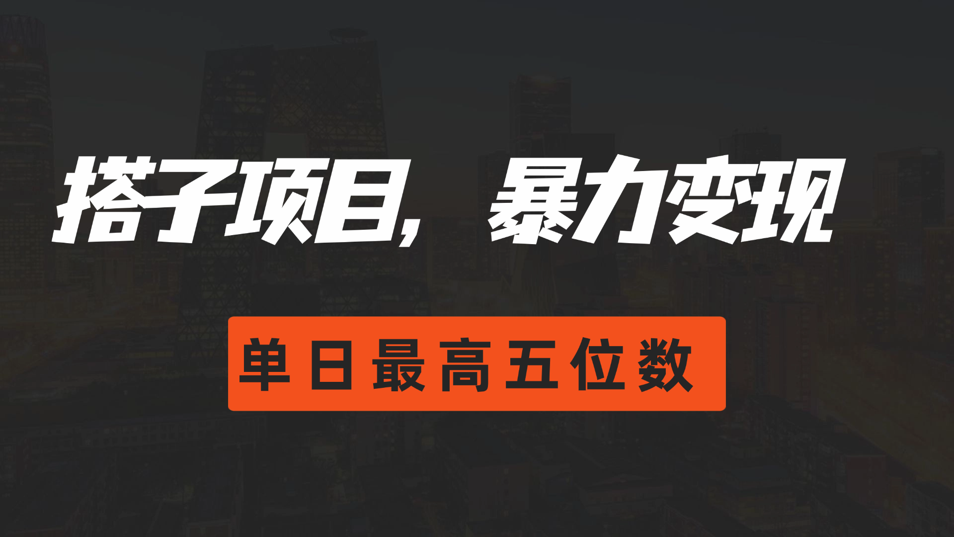 搭子项目，暴力变现，单日最高破五位数