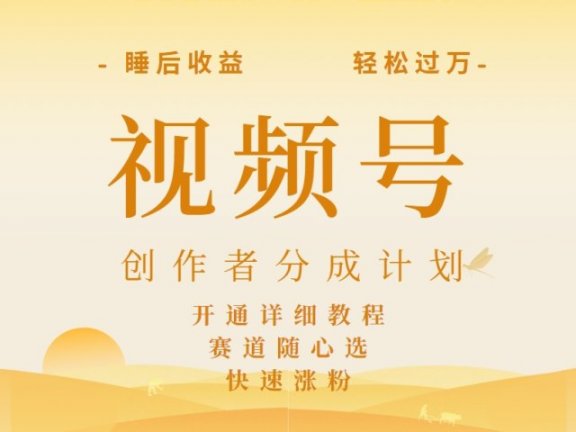 详解视频号创作者分成计划，暴力起号，可同步多平台，实现睡后收入2W+，看懂即可操作！