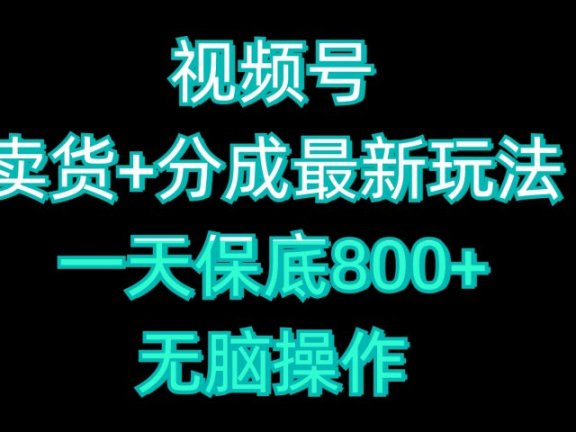 视频号卖货+分成最新玩法，一天保底800+，无脑操作